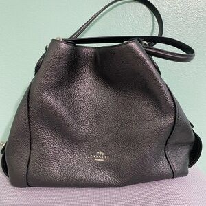 Coach Black Metallic Leather Shoulder Bag